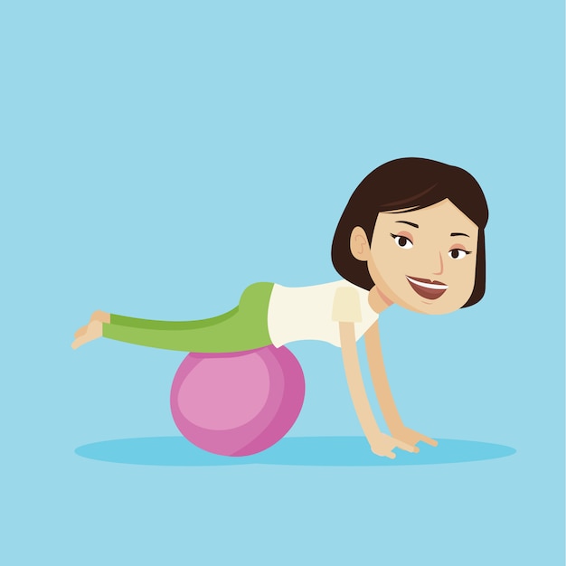 Young woman exercising with fitball.