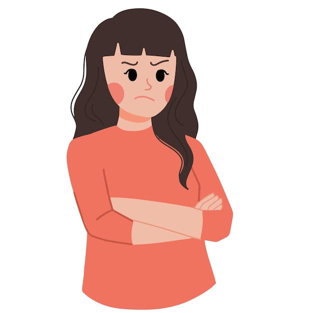 Young woman feeling angry and mad with crossing hang gestures unpleasant and grumpy girl illustratio