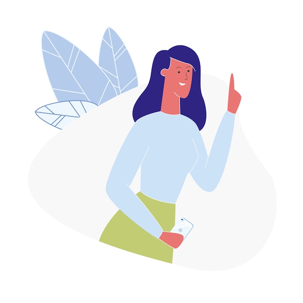 Young Woman Having Idea Flat Illustration