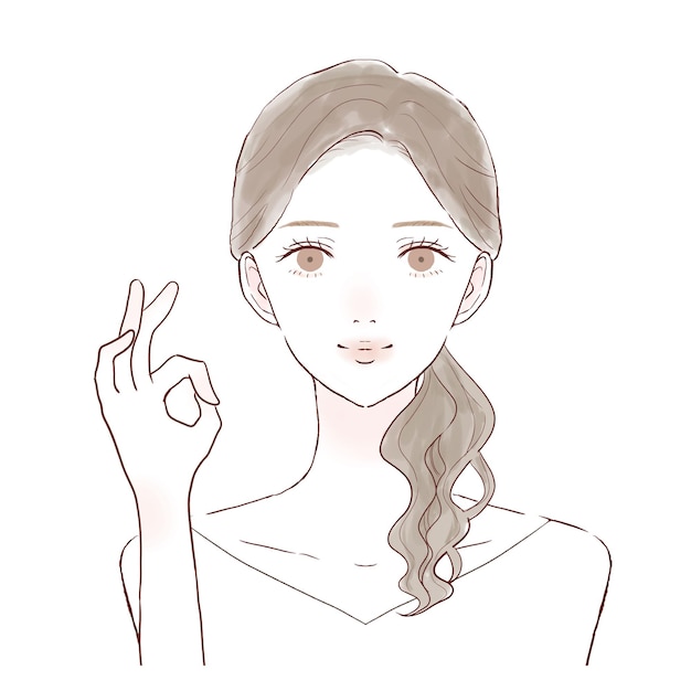 Young woman inging ok sign with one hand