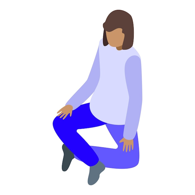 Vector young woman kneeling down posing for photo