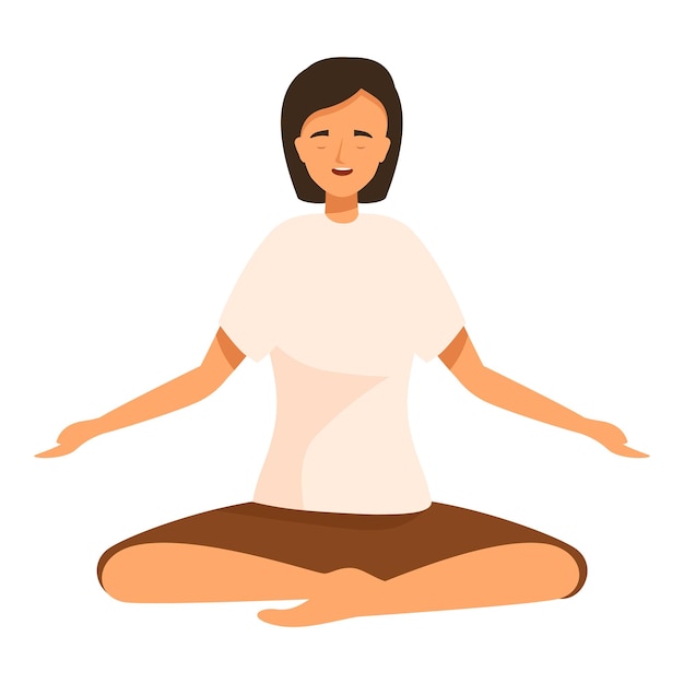 Vector young woman meditating in lotus pose practicing yoga for mindfulness and relaxation