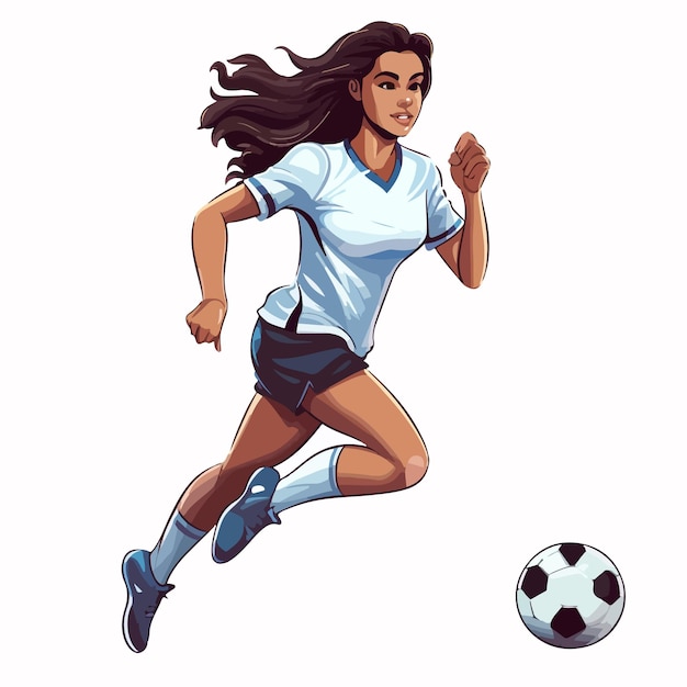 Vector young woman playing football sports illustration