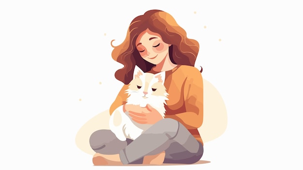 Young Woman Playing with Cat Spending Quality Time with Feline Friend