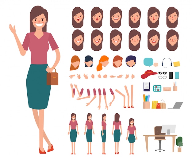 Young woman shopping character Ready for animation mouth.