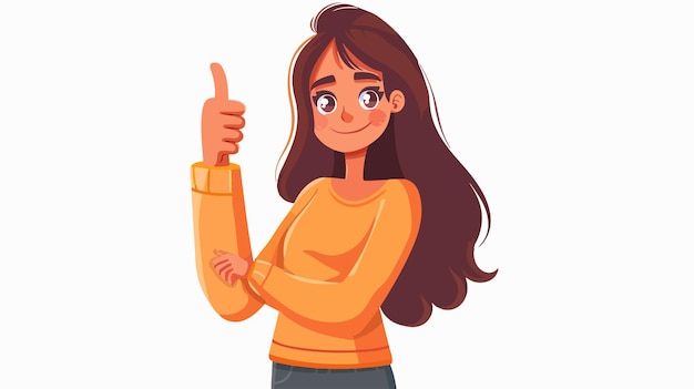 Young Woman Showing Thumb Up Gesture with Positive Feeling