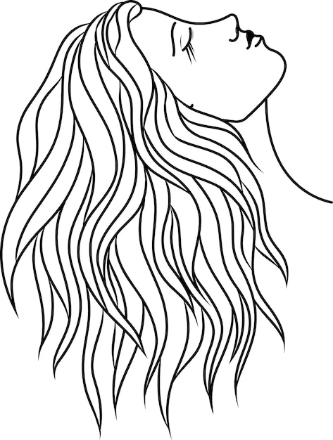 Young woman Silhouette of a girl Mystical witch Vector illustration Line graphics