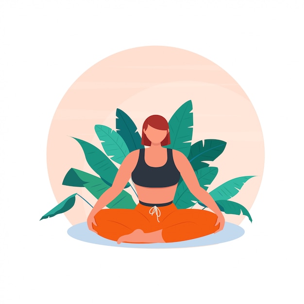 Young woman sits in the lotus position