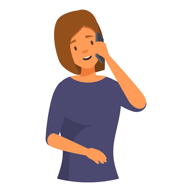 Vector young woman speaking on the phone with a pleased expression