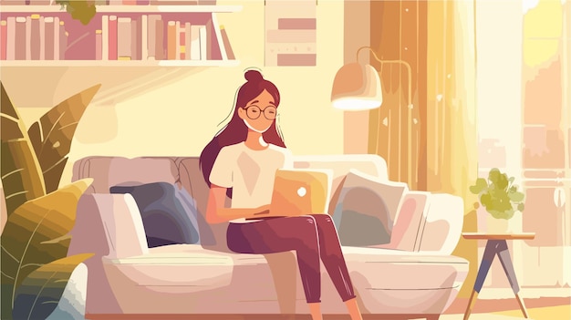 Young woman studying online at home concept