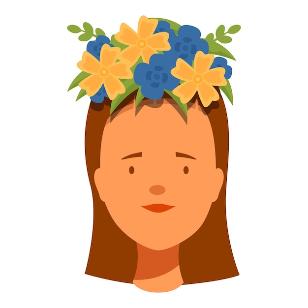 Vector young woman wearing a flower crown posing with natural beauty