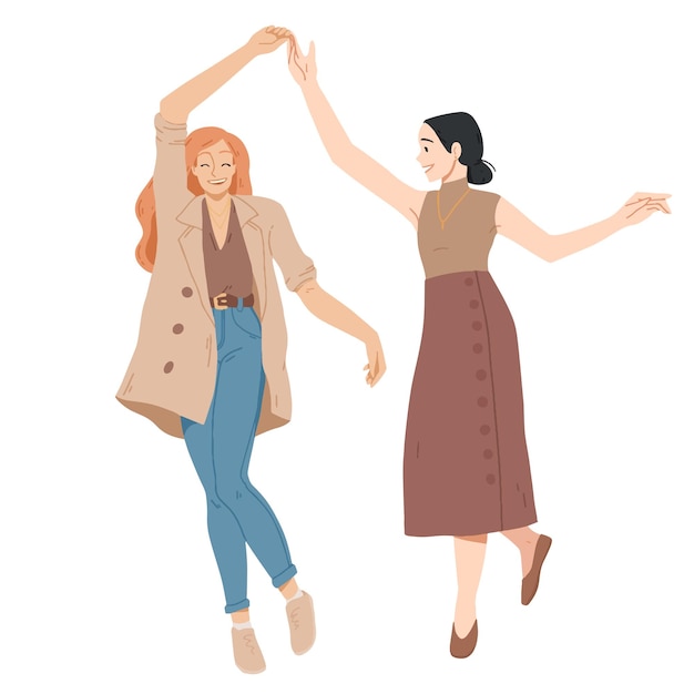 Young women dancing Summer leisure activity Vector