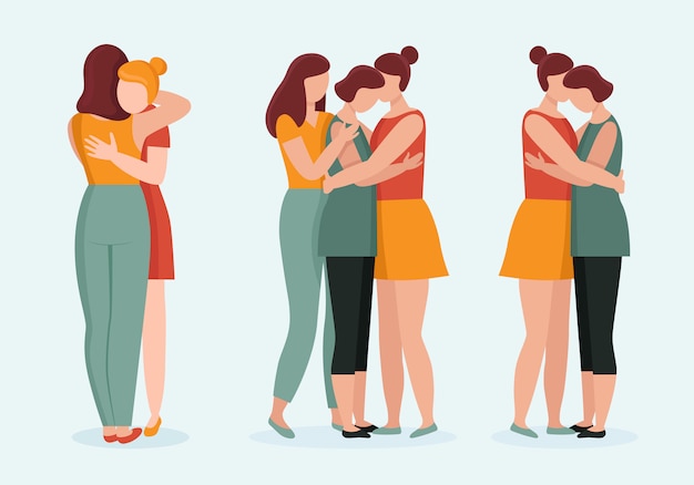 Young Women in hugs