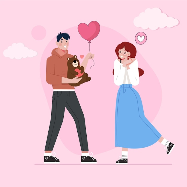 youngcoupleloveillustrationhappyillustration