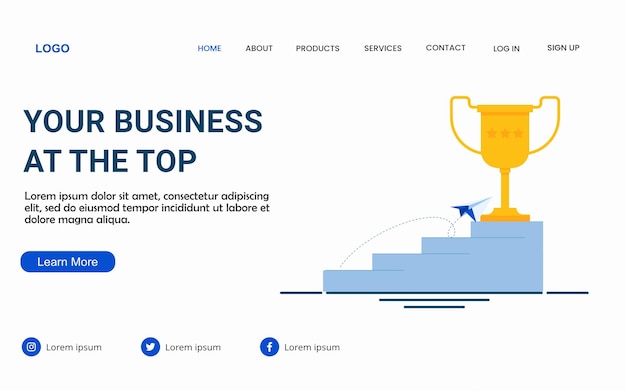 Your business at the top. Business moving towards victory. landing page for website and mobile.