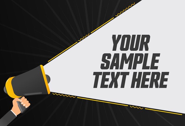 Your sample text here Megaphone in hand promotion banner