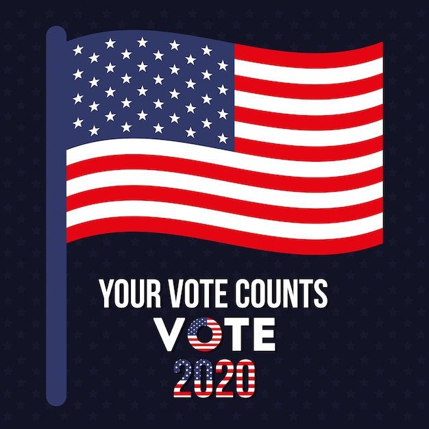 Your vote counts 2020 with usa flag design, President election government and campaign theme