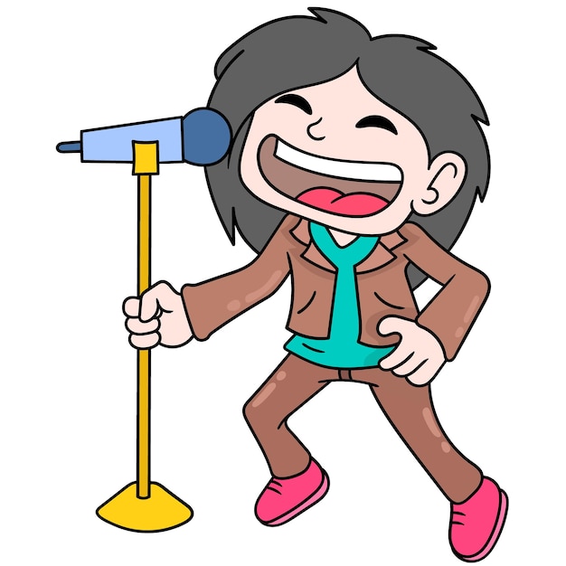 The youth of the band are singing melodiously, vector illustration art. doodle icon image kawaii.