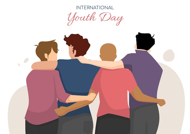 Youth day flat people hugging together