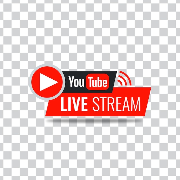 A youtube live stream logo with a red ribbon