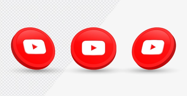 Vector youtube logo icon in modern 3d rendering circle for social media icons or networking logos