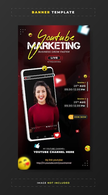 Youtube marketing promotion banner template