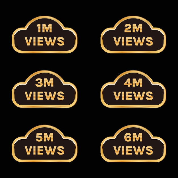 Youtube million views banner, 1 million to 6 million views badge