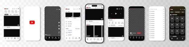 Youtube social media app template Iphone with Youtube mockup Youtube template screen frame with shadow