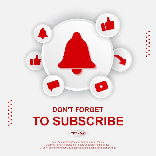 Youtube subscribe button with bell illustration