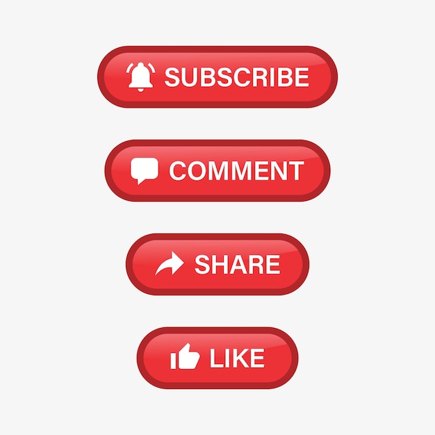 Youtube subscribe button with social media notification icons like comment share icon