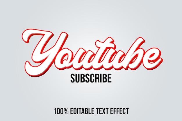 Vector youtube subscribe editable text effect graphic style