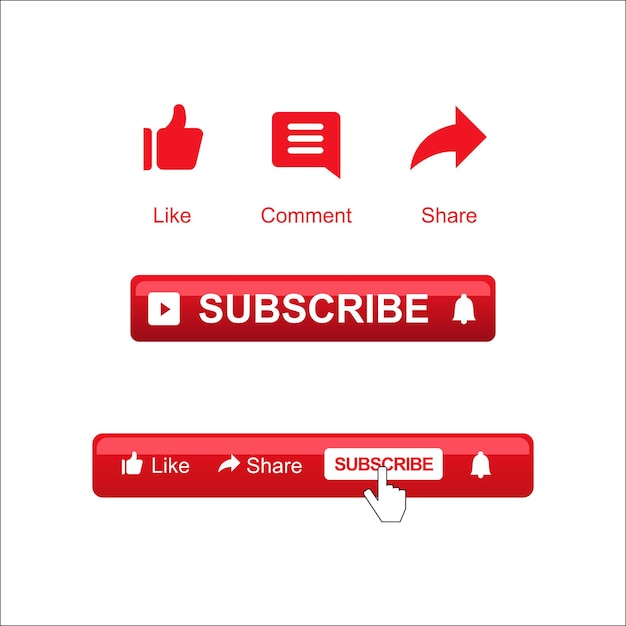 YOUTUBE SUBSCRIBE INTERFACE BUTTON WITH A WHITE BACKGROUND