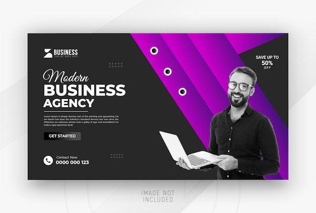 YouTube thumbnail or company marketing business 2 color gradient clean background and online social media post design template