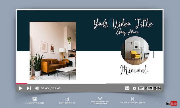 YouTube thumbnail for Interior Minimal template Premium Vector