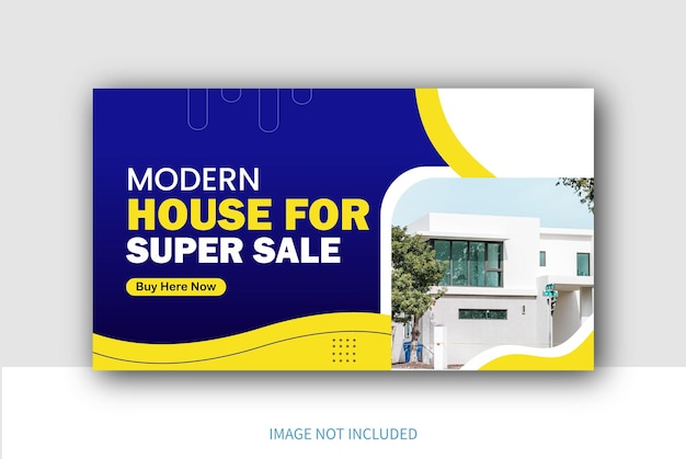 youtube thumbnail modern house for sale banner cover post template