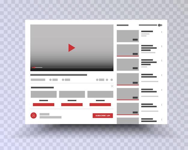 Youtube . Vector browser window with video player web site . User Comments. Media Player template . Video player Interface