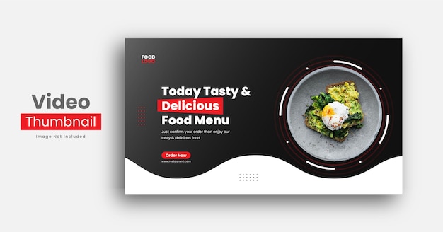 Youtube video thumbnail or web banner for restaurant  Premium Vector