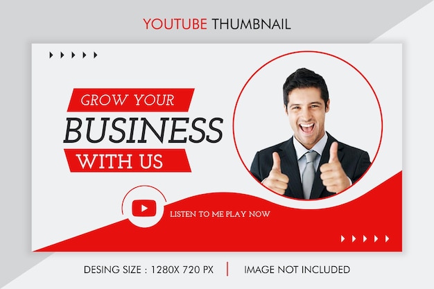 YouTube video thumbnail and web banner template in red