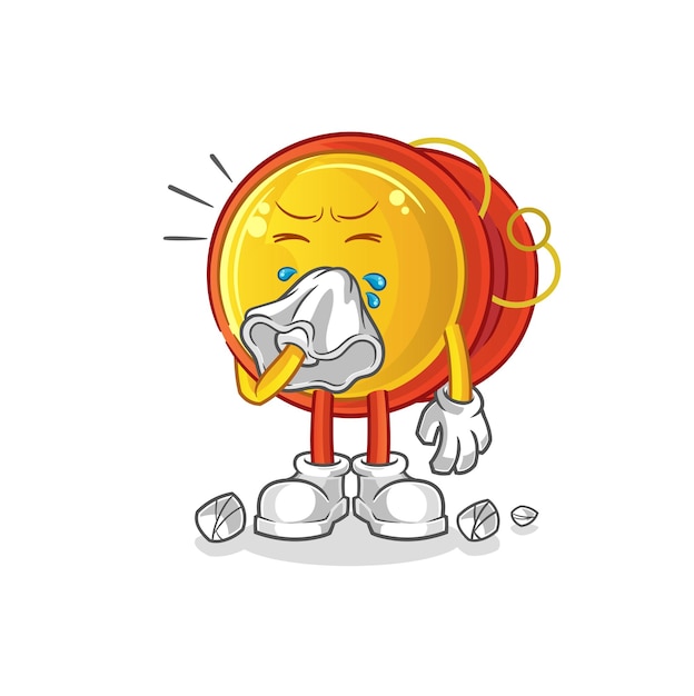 Yoyo blowing nose character. cartoon mascot vector