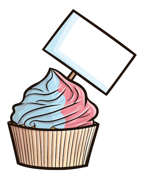 Yummy blue pink cupcake cartoon vector