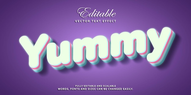 Vector yummy bold 3d text effect style