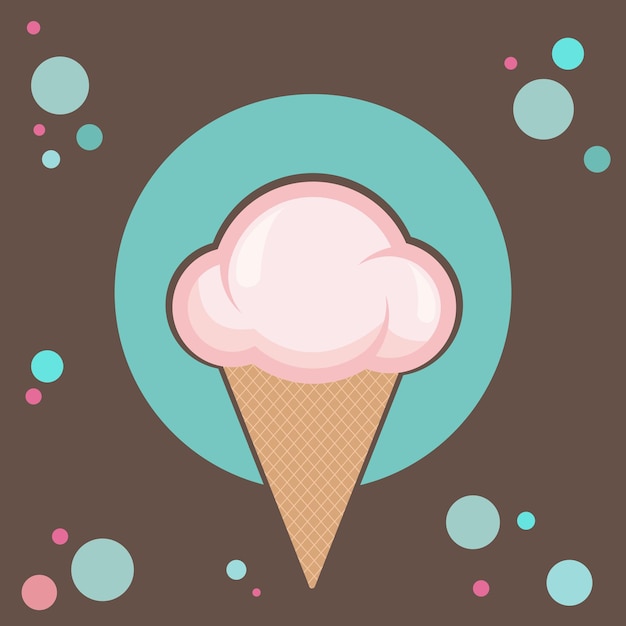 Yummy ice cream cone vector illustration background design