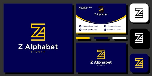 Z Alphabet initials simple unique clean name with business card template