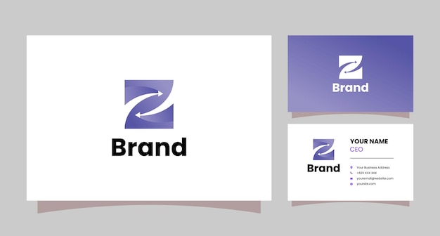 Vector z and arrow combination logo with business card