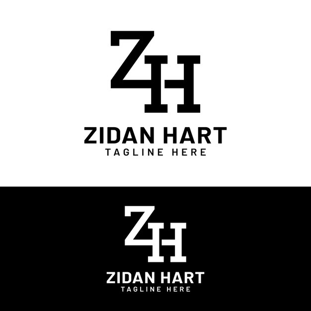 Vector z h zh hz letter monogram logo design template