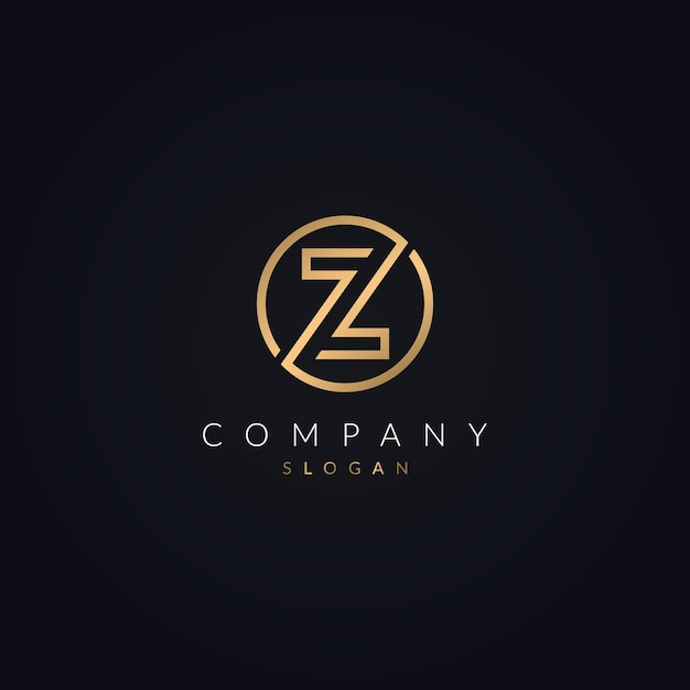 Z letter Abstract logo template circle Z sign vector golden color icon design