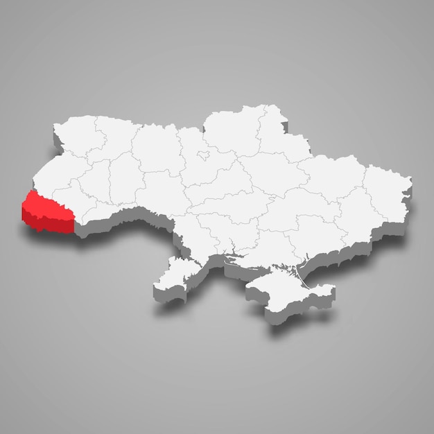 Zakarpattia Oblast Region location within Ukraine 3d map