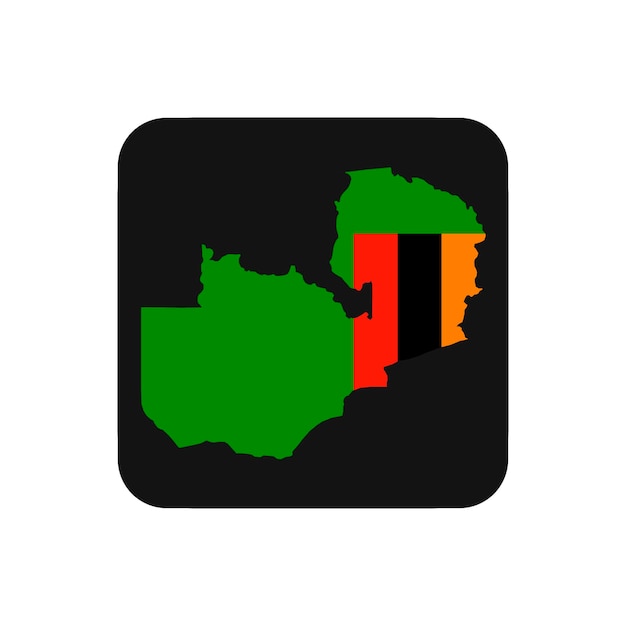 Zambia map silhouette with flag on black background