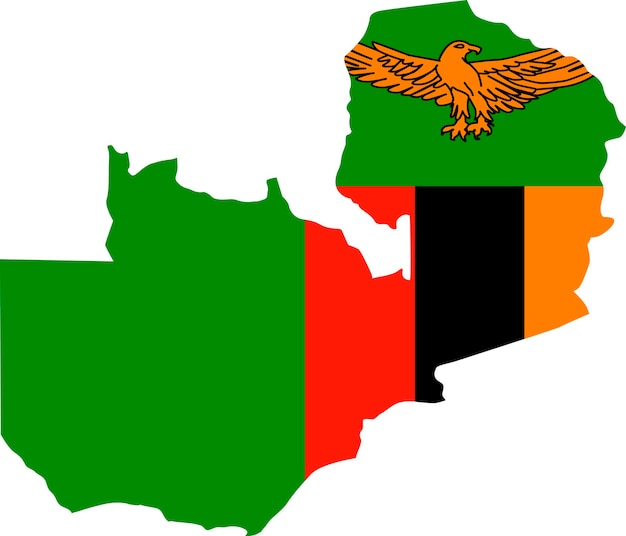 Zambia map with flag african cartography