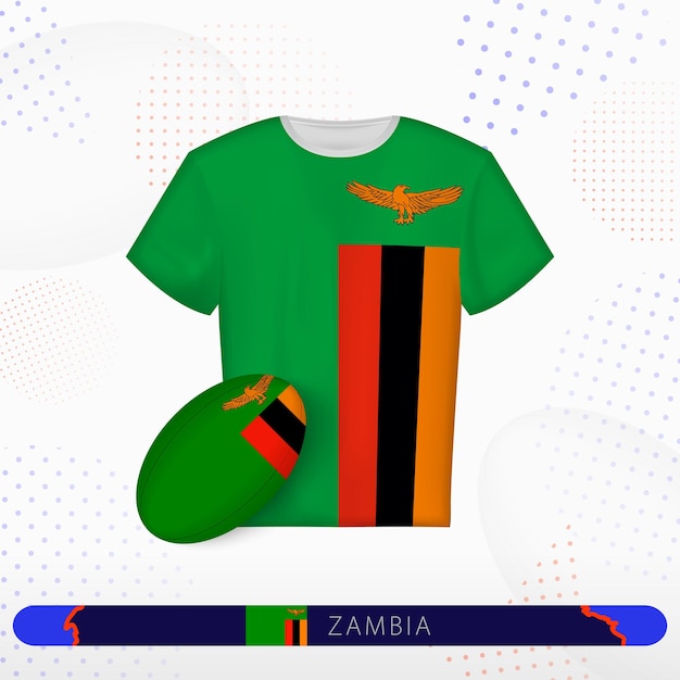 Zambia rugby jersey with rugby ball of Zambia on abstract sport background